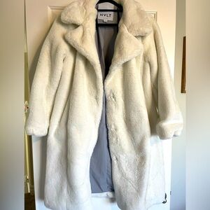 NVLT Cream Faux Fur Pea Coat